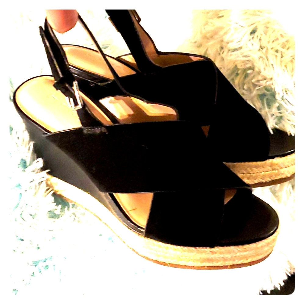 Black wedge sandals [ H by Halston ]